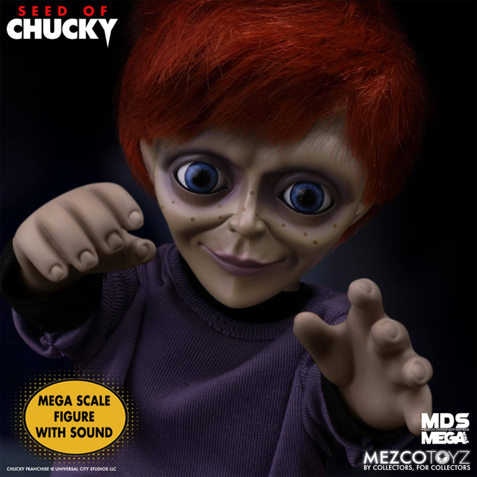 SEED OF CHUCKY MEGA SCALE FIGURE WITH SOUND  
CHUCKY FRANCHISE  
UNIVERSAL CITY STUDIOS  
WC MDS  
MEZCOTOYZ  
BY COLLECTORS, FOR COLLECTORS