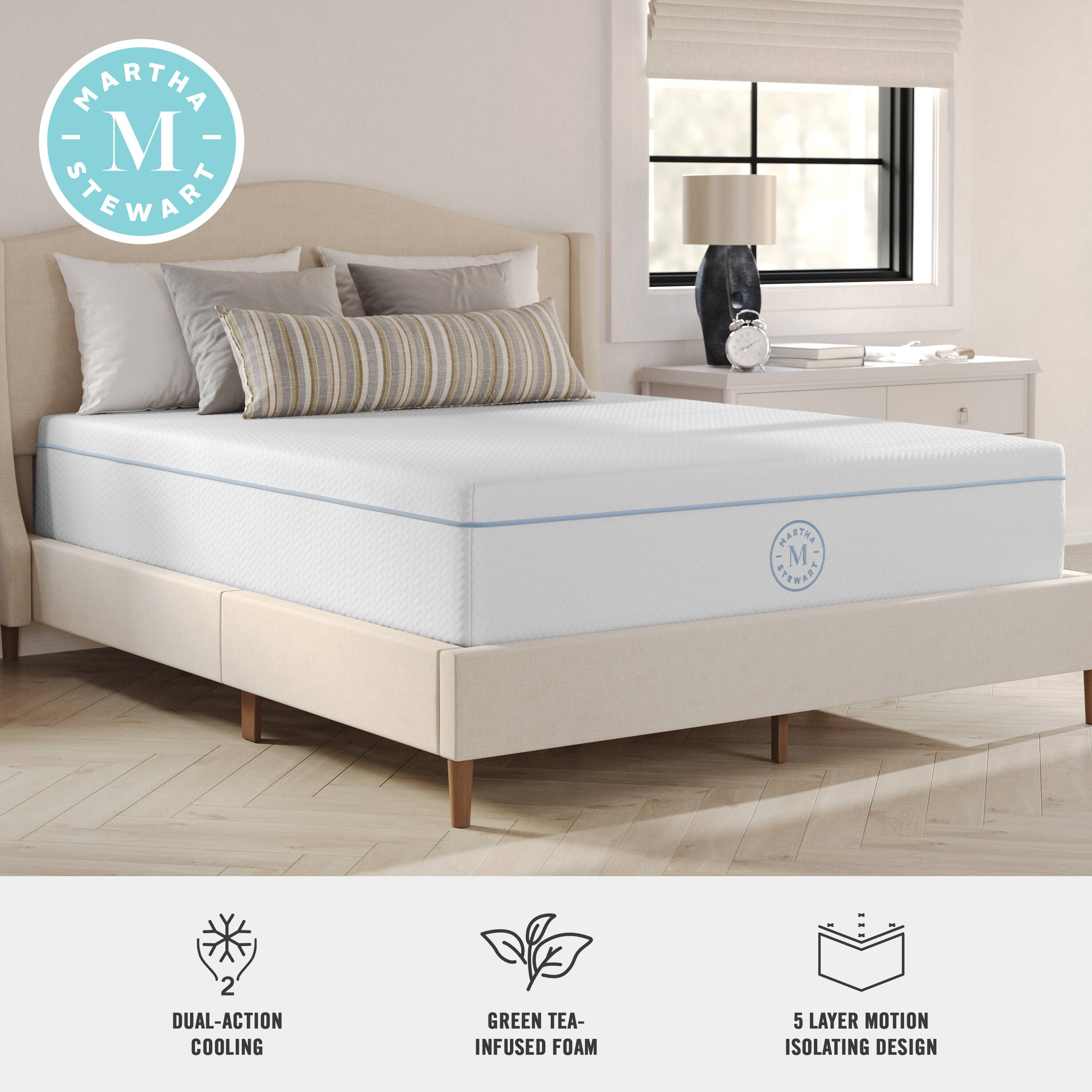 MARTHA STEWART MATTRESS M SFENA 2 DUAL-ACTION COOLING GREEN TEA-INFUSED FOAM 5 LAYER MOTION ISOLATING DESIGN