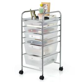 WELLFOR - 6 Drawer Rolling Storage Cart Organizer,Art & Craft Storage Cart Tools Scrapbook Paper Office School Organizer - Transparent
