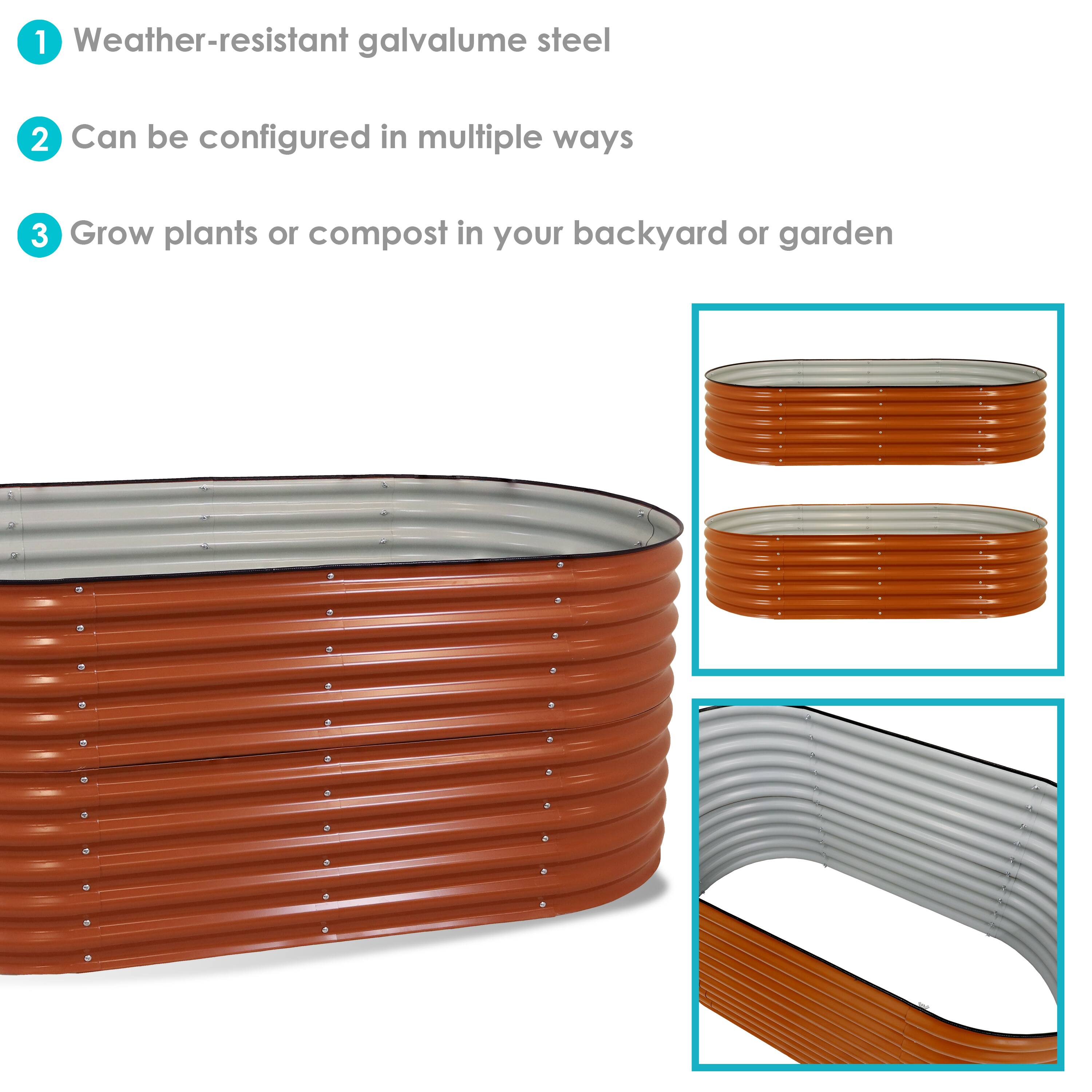 1. Weather-resistant galvalume steel  
2. Can be configured in multiple ways  
3. Grow plants or compost in your backyard or garden
