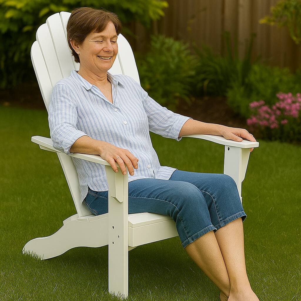 Angle. Hivvago - Ergonomic Patio Chair Crafted with Durable Acacia Wood - White.