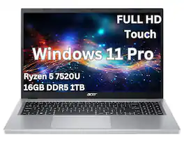 Acer - Upgraded - Aspire 3 15 – 15.6" FHD Touch Laptop–AMD Ryzen 5 7520U–AMD Radeon Graphics - 16GB DDR5 –1TB PCIe Storage- Windows 11 Pro - Silver