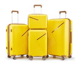 HTUTWOO - Luggage Sets 4 Piece(14/20/24/28) - Expandable Lightweight Suitcase, 360° Spinner Wheels, PP Material, TSA Lock - Green + Yellow