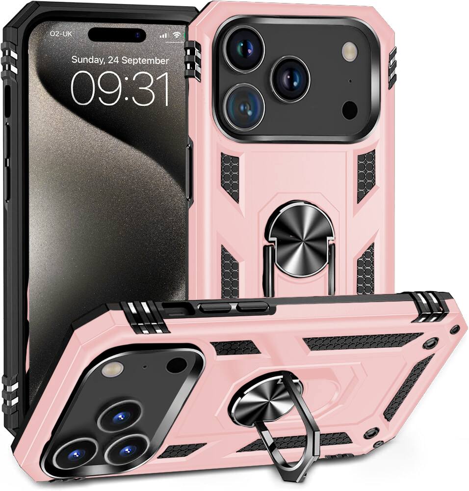 Entronix - Dual-Layer Guard Gripstand Case for iPhone 17 Pro - Stylish and Protective - Pink