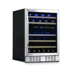 NewAir - 24” Built-in 46 Bottle Dual Zone Wine Cooler with Removable Beechwood Shelves - Stainless Steel - Front_Zoom