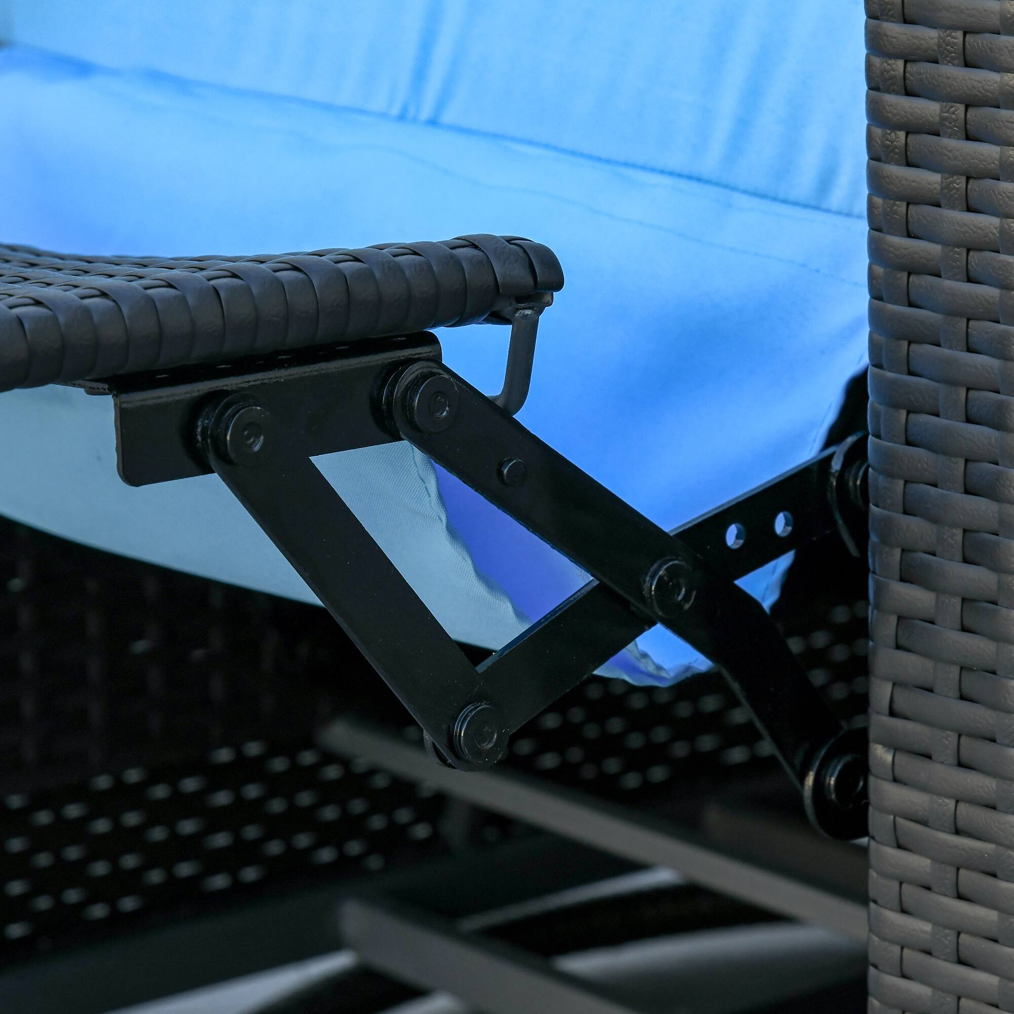 Alt View 7. Outsunny - Outdoor Wicker Swivel Recliner Chair, Reclining Backrest, Lifting Footrest, 360° Rotating Basic, Water Resistant - Light Blue.