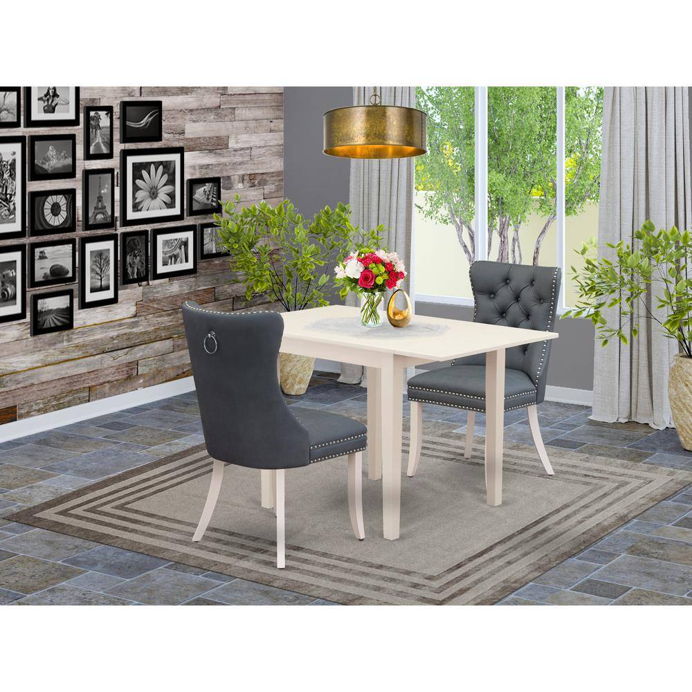 Alt View 3. East West Furniture - 3 Piece Dining Table Set - White.