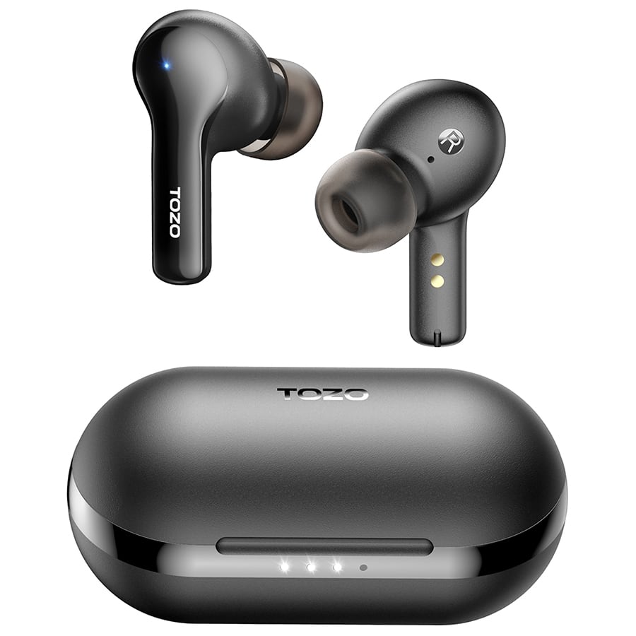 TOZO - A2 Mini Wireless Earbuds, Bluetooth 5.3, Lightweight, Built-in Mic, IPX5, Premium Sound, Charging Case - Black