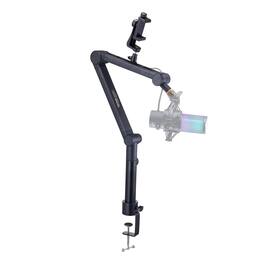 Fabibe - Microphone Boom Arm Adjustable Mic Stand With Cable Management Desk Mount Clamp Detachable Extension Rod 3/8" To