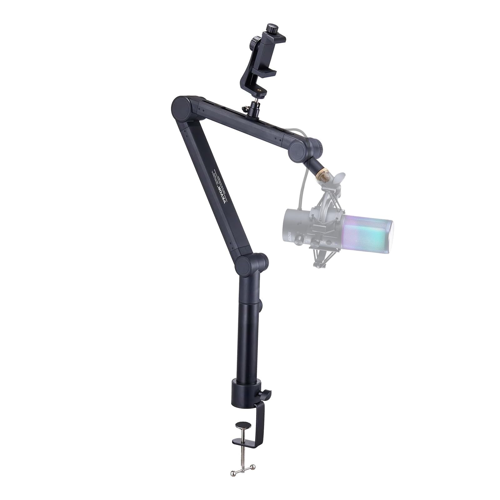 Front. Fabibe - Microphone Boom Arm Adjustable Mic Stand With Cable Management Desk Mount Clamp Detachable Extension Rod 3/8" To... - Mic Stand Pro.