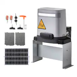 VEVOR - Solar Gate Opener, 280W Electric Gate Opener for Doors up to 65.6ft 1799lbs, Chain Drive Sliding Fence Door Motor - Gray