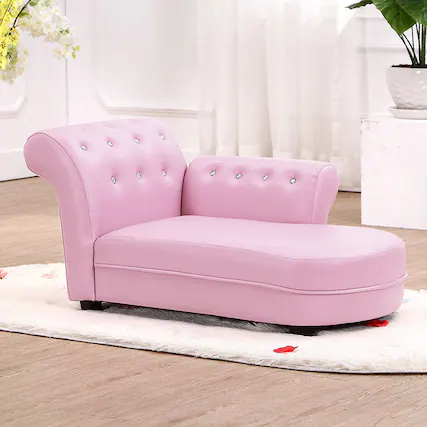 Front. Gymax - Gymax Kids Sofa Relax Couch Chaise Lounge Armrest Chair Bedroom Living Room Pink - Pink.