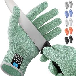 Zulay Kitchen - Zulay Cut Resistant Gloves Food Grade Level 5 Protection - Comfortable Safety Cutting Gloves - Cut Resistant Work Gloves - Green