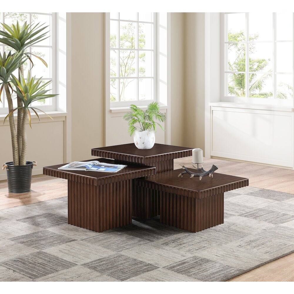 Alt View 1. Meridian Furniture - Spencer Brown Oak Veneer Coffee Table - Brown.