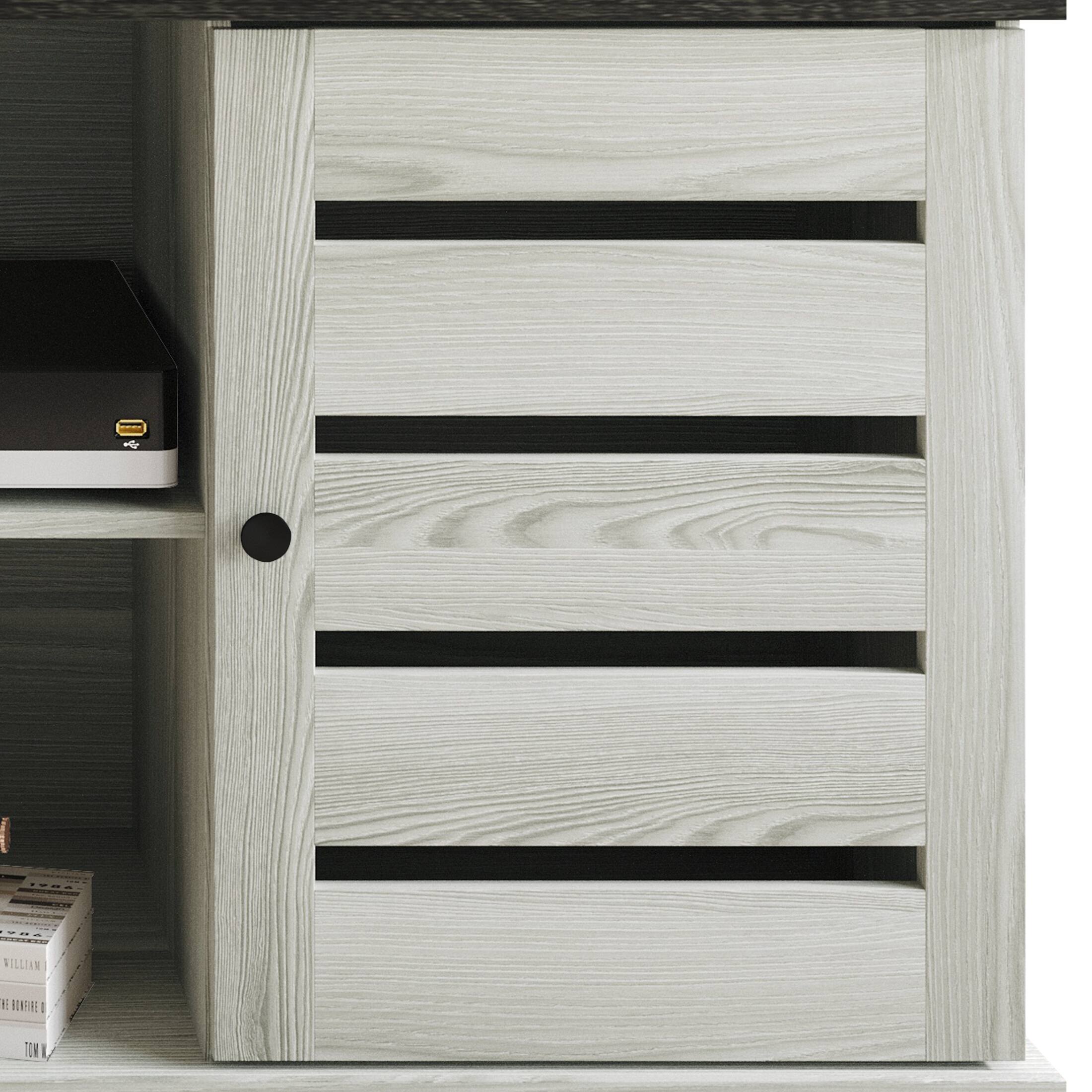 Alt View 4. ChaletPosh - Classic TV Console with Two Cabinet Doors and Dual Open Storage Compartments, White - White.