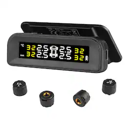 VEVOR - RV Tire Pressure Monitoring System, 7.3-87 PSI Trailer TPMS, Wireless Car Alarm System, Waterproof TPMS Sensors Set - Black