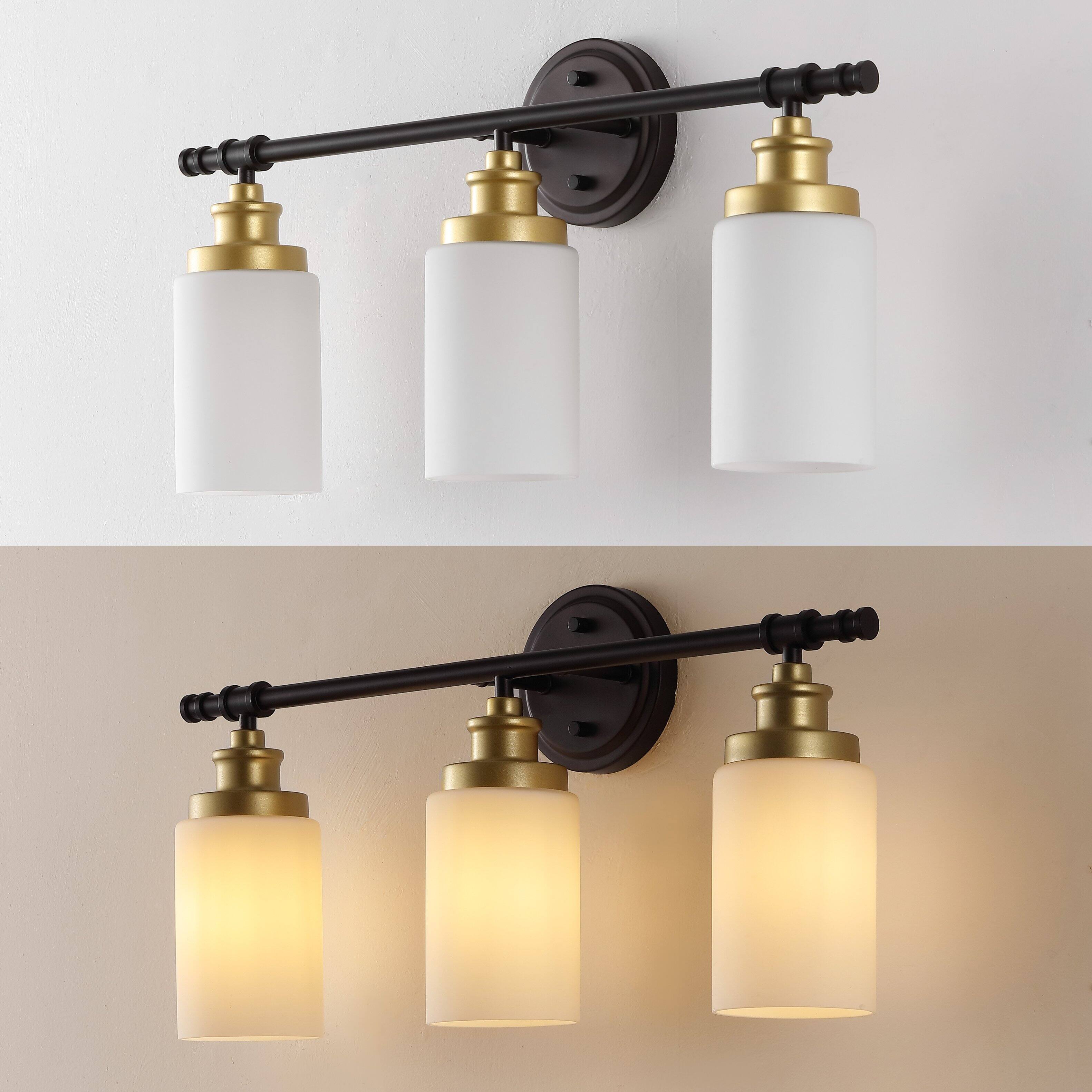 Alt View 5. Jonathan Y - Egan 23.25" 3-Light Vanity Light with Glass Shades and Bathroom Accessory Set, Oil Rubbed Bronze/Gold Painting (5-Piece) - Oil Rubbed Bronze/Gold Painting.