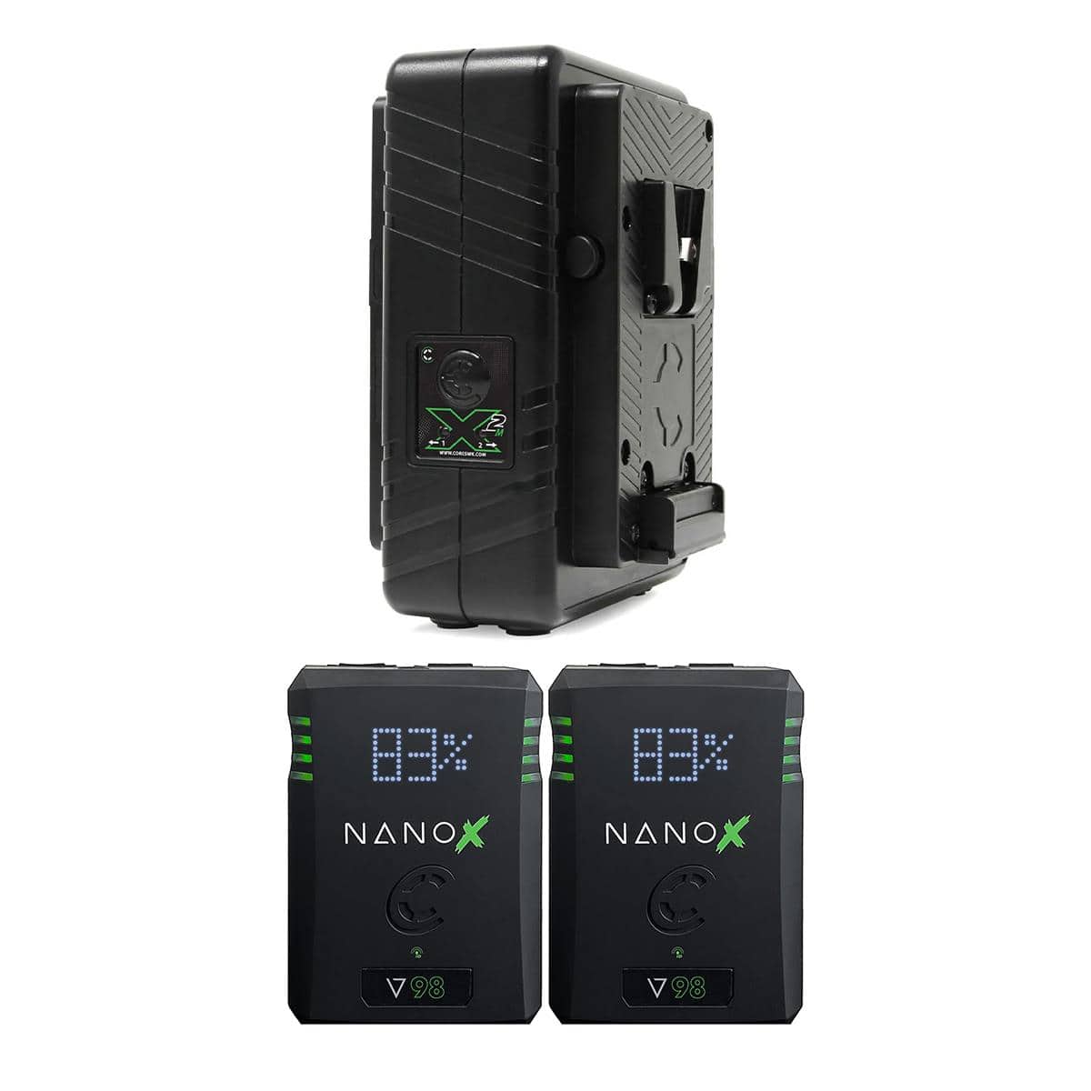 GPM-X2S Mini Dual Travel Battery Charger, V-Mount with CORE SWX NANO-V98X V-MT SMART BATT PK