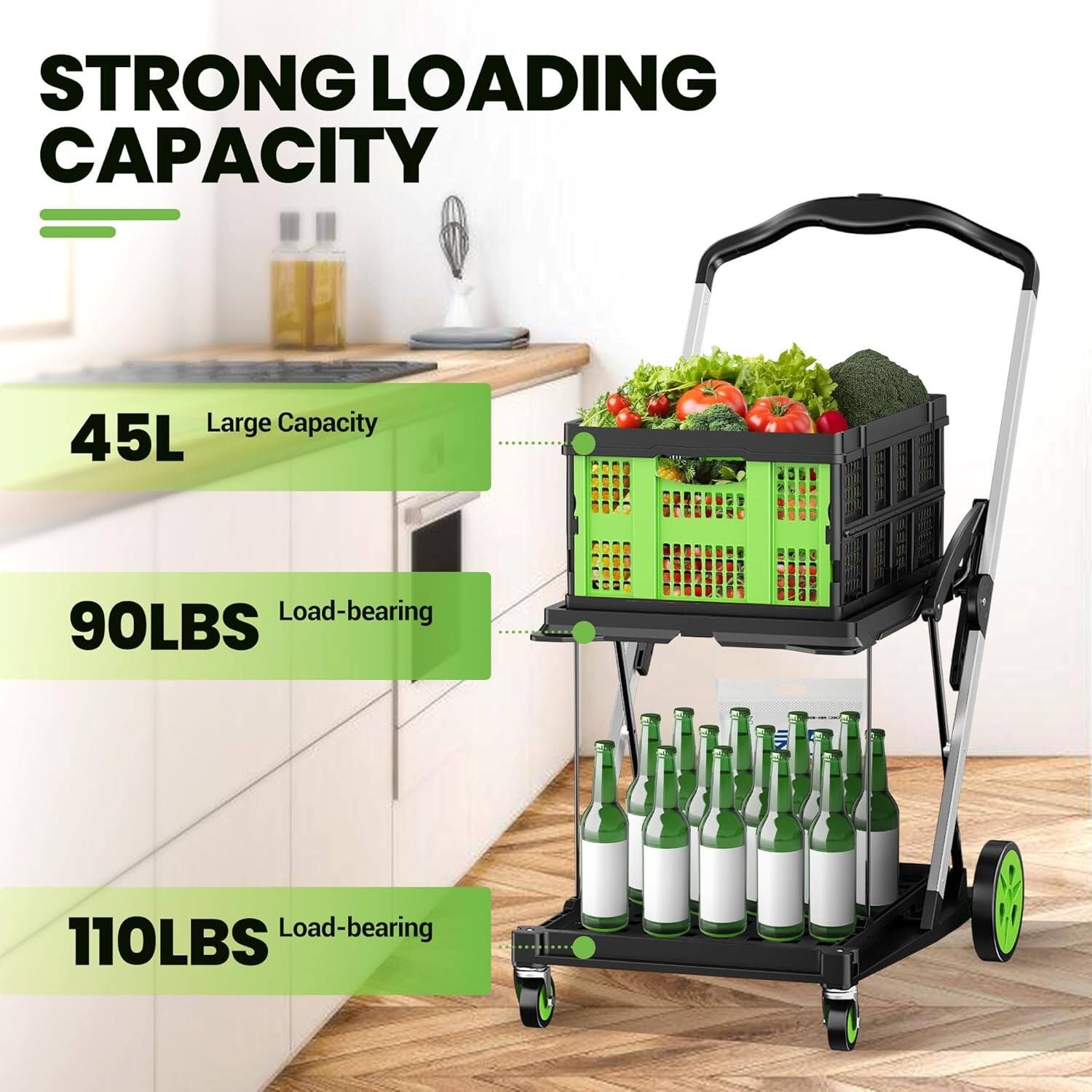 STRONG LOADING CAPACITY
45L Large Capacity
90LBS Load-bearing
110LBS Load-bearing