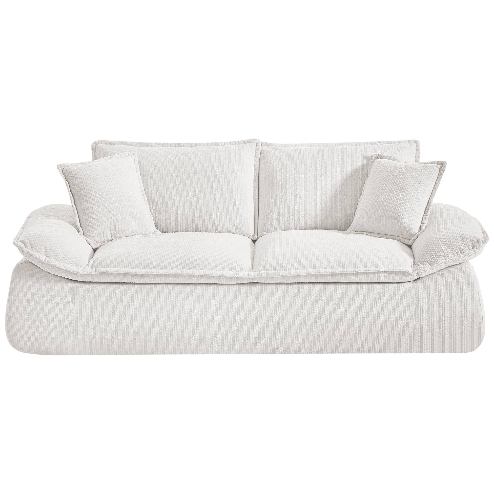 Alt View 7. Meqiodas - Boneless Loveseat, 2-Seater Boneless Sofa with Removable Cushions & 2 Pillows, Small Couch for Living Room, Apartments - White.