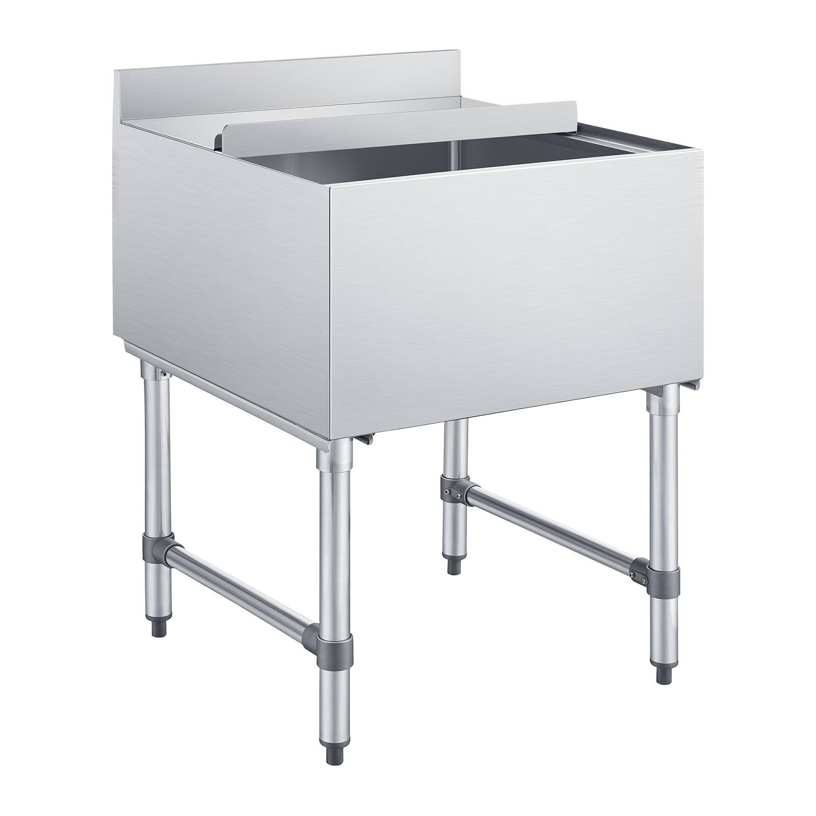 Alt View 5. VEVOR - Commercial Ice Bin, 79.9 Qt Max Capacity, 24 x 24 x 33 Inch Stainless Steel Ice Chest with Sliding Lid, 24H Long-Lasting - Silver.