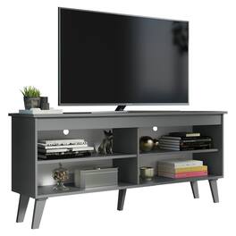 Madesa - Compact TV Stand with 4 Open Shelves and Cable Management 53"L Media Storage Living Room and Bedroom - Gray