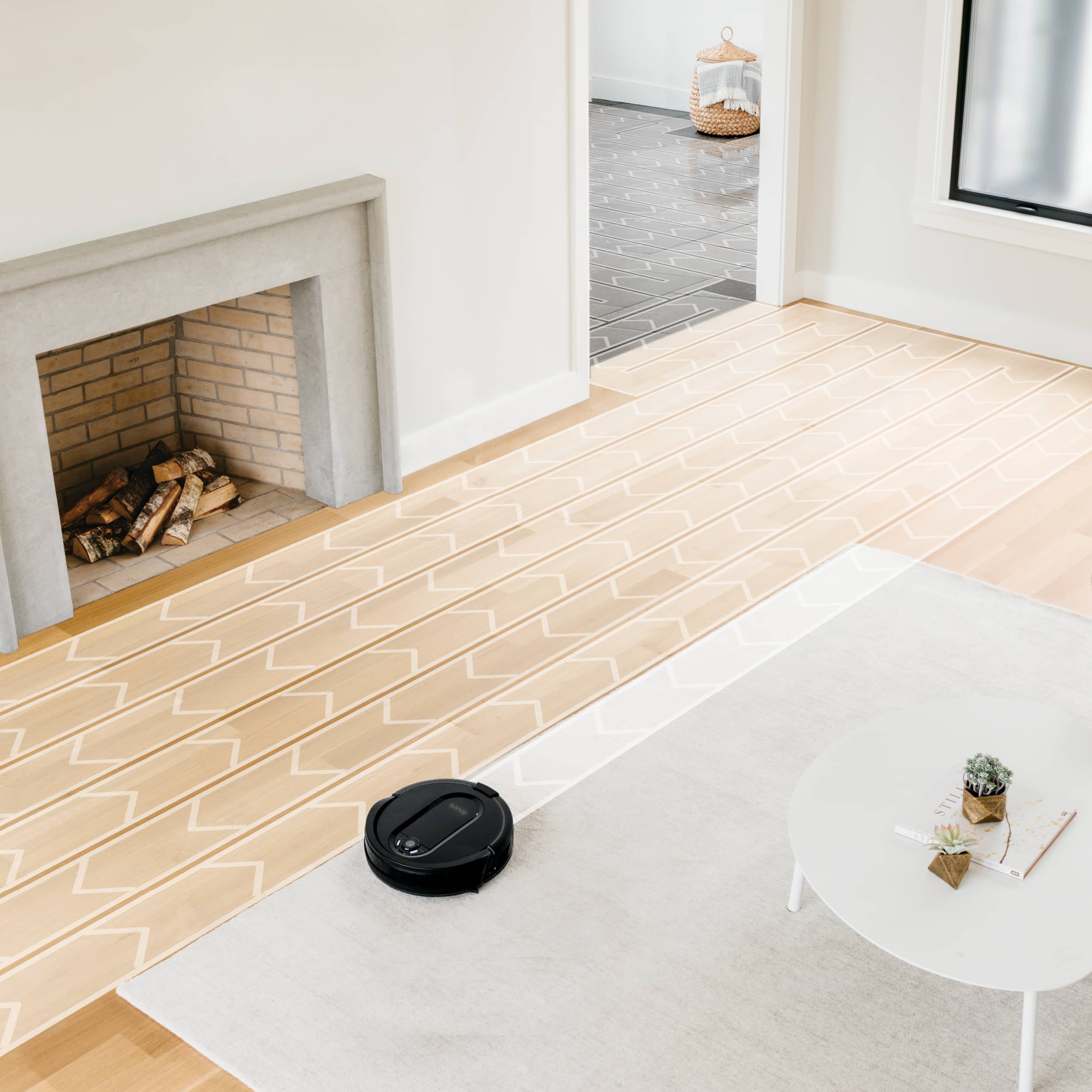 Left. Shark - IQ Robot Self-Empty XL RV1001AE, Wi-Fi Connected, Robot Vacuum with Self-Cleaning Brushroll - Black.