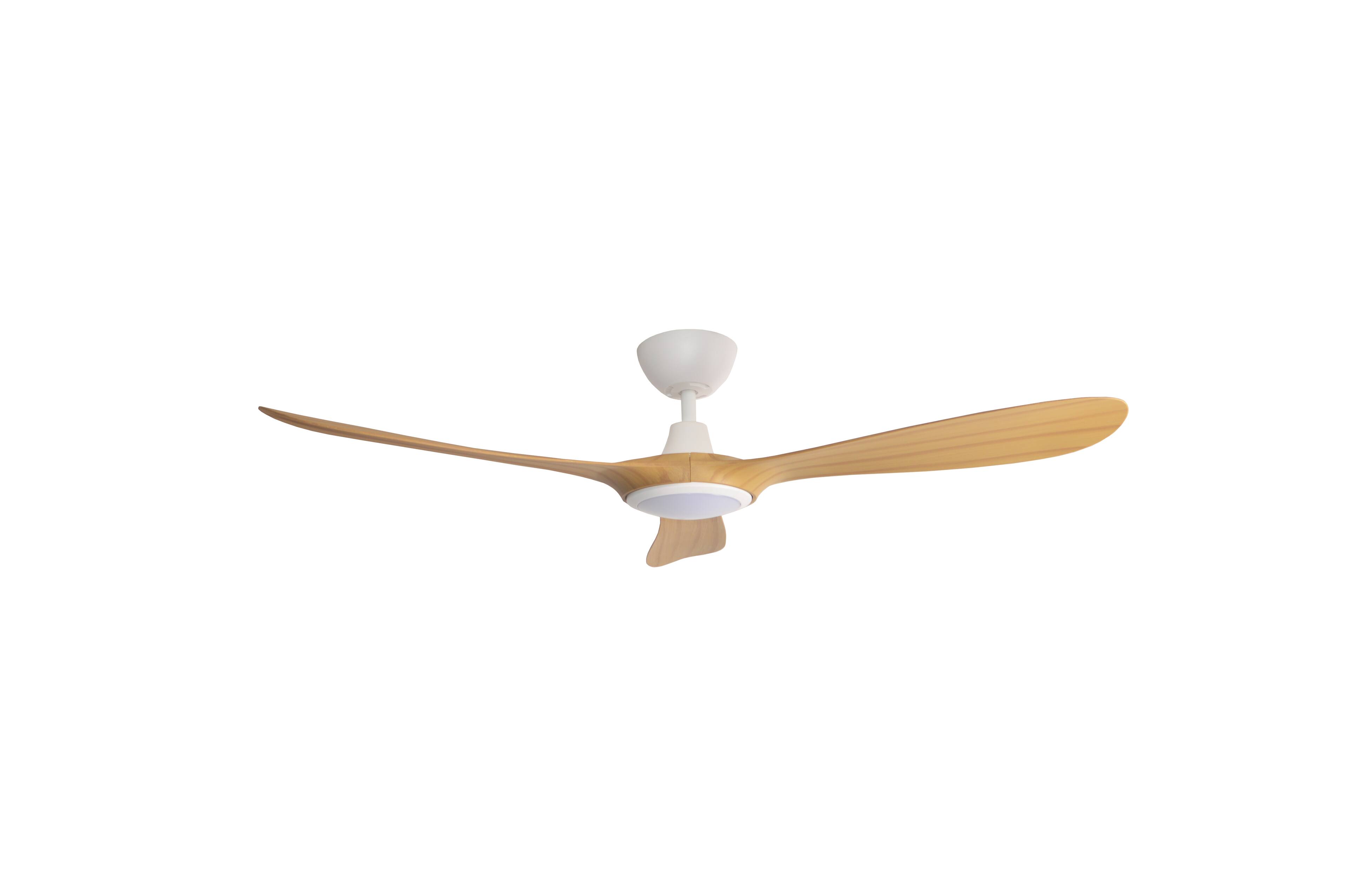 Alt View 2. ENLIGHT - 60" Smart Ceiling Fan, IP66 Outdoor/Coastal, CCT & Dimmable LED, Durable, Efficient & Quiet DC Motor, Matter, 3 Blades - Bamboo Woodgrain.