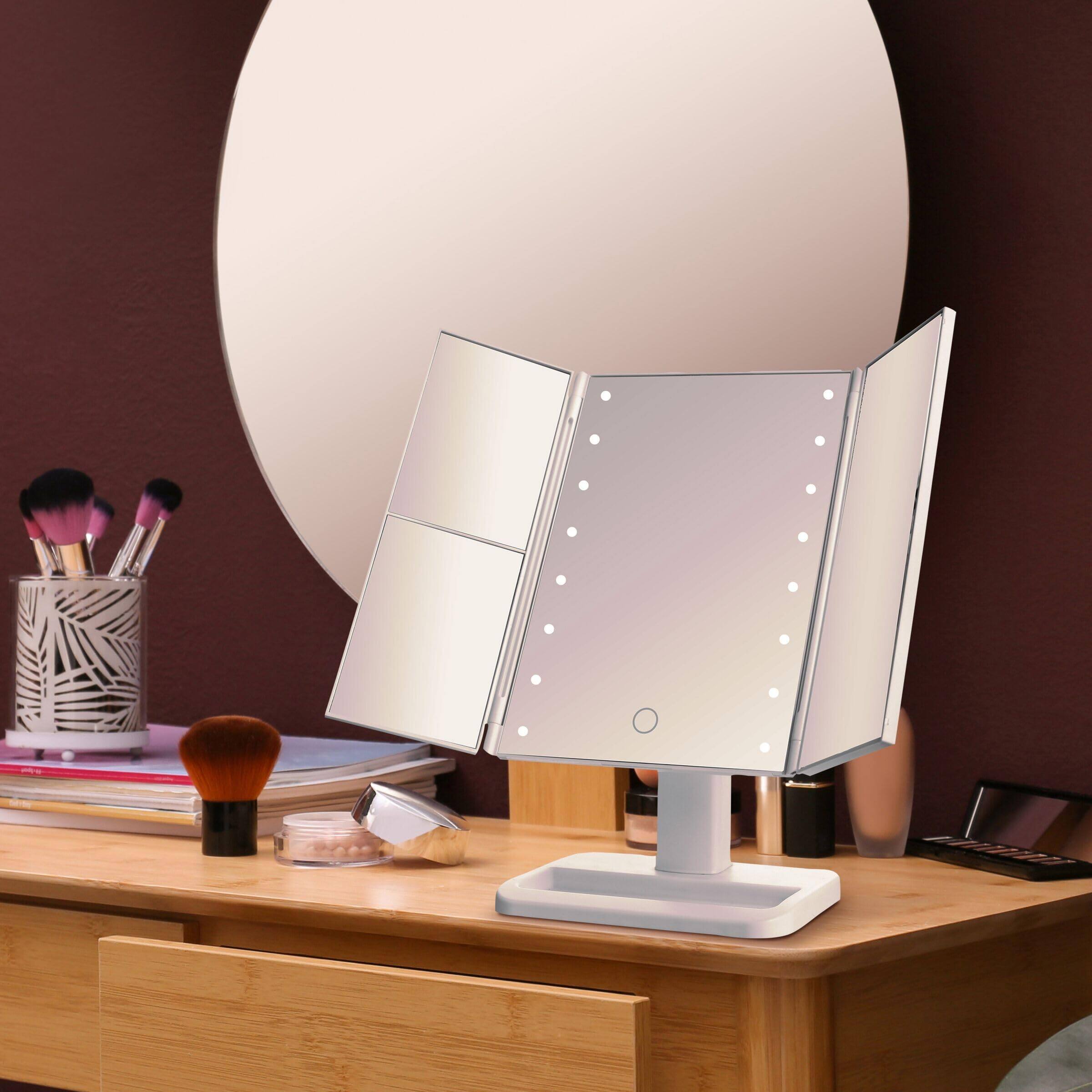 Alt View 2. Pacoar Cade - Tri Fold Mirror Magnifications And Lights Lighted Makeup Touch Control Mirror Mirror Makeup - Rose Gold.