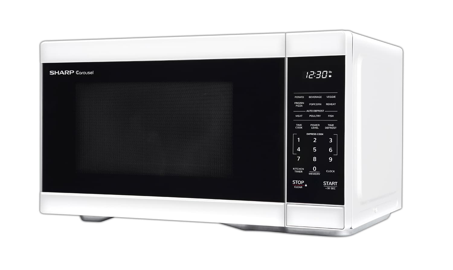 Angle. Sharp - 1.1 cu ft Countertop Microwave with 1000 watts and Auto Cook Features - White.