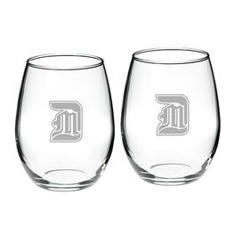 Jardine - Detroit Mercy Titans Team 21oz. 2-Piece Stemless Wine Glass Set - Multicolor