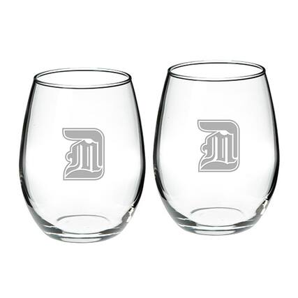 Front. Jardine - Detroit Mercy Titans Team 21oz. 2-Piece Stemless Wine Glass Set - Multicolor.