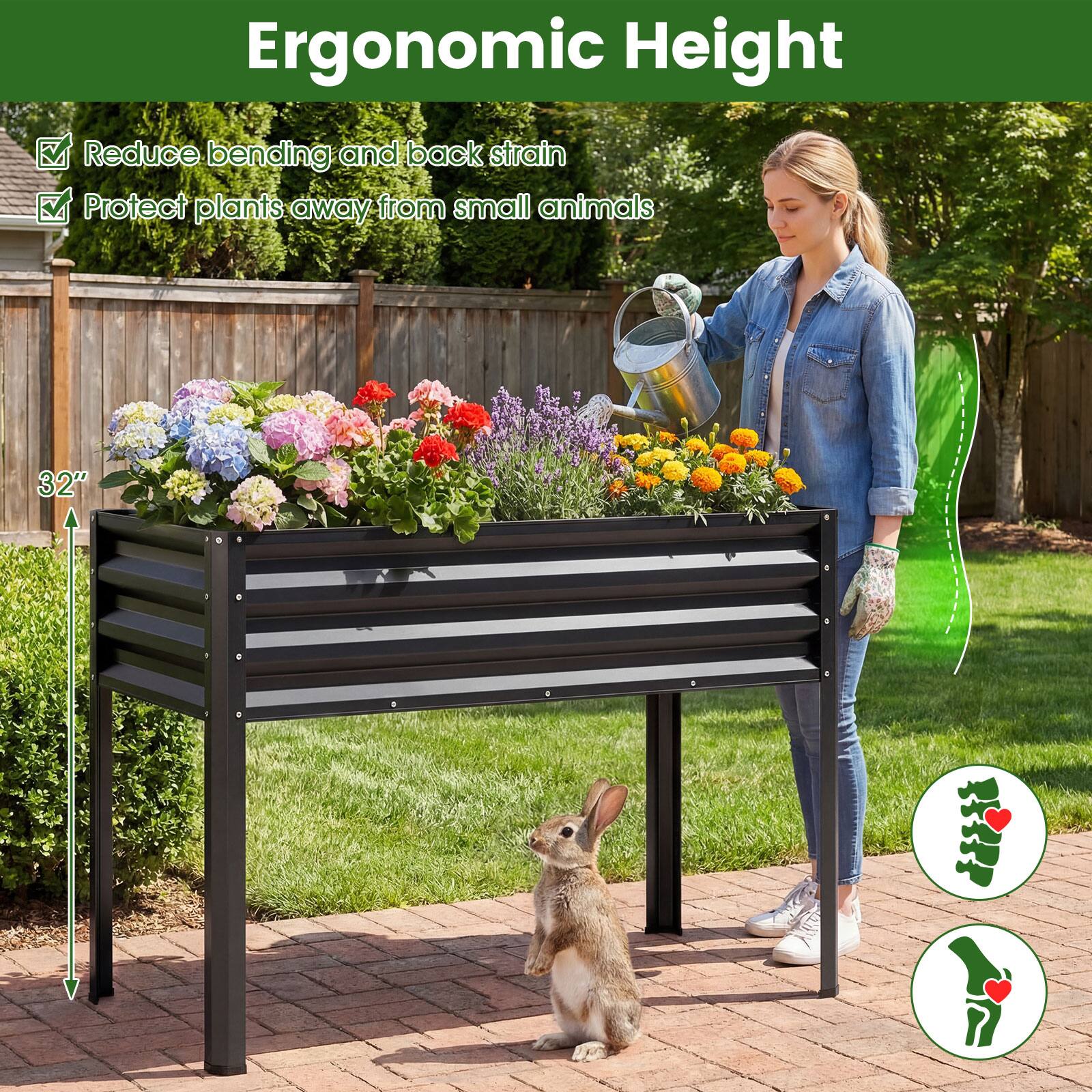 Ergonomic Height

- Reduce bending and back strain
- Protect plants away from small animals

32"