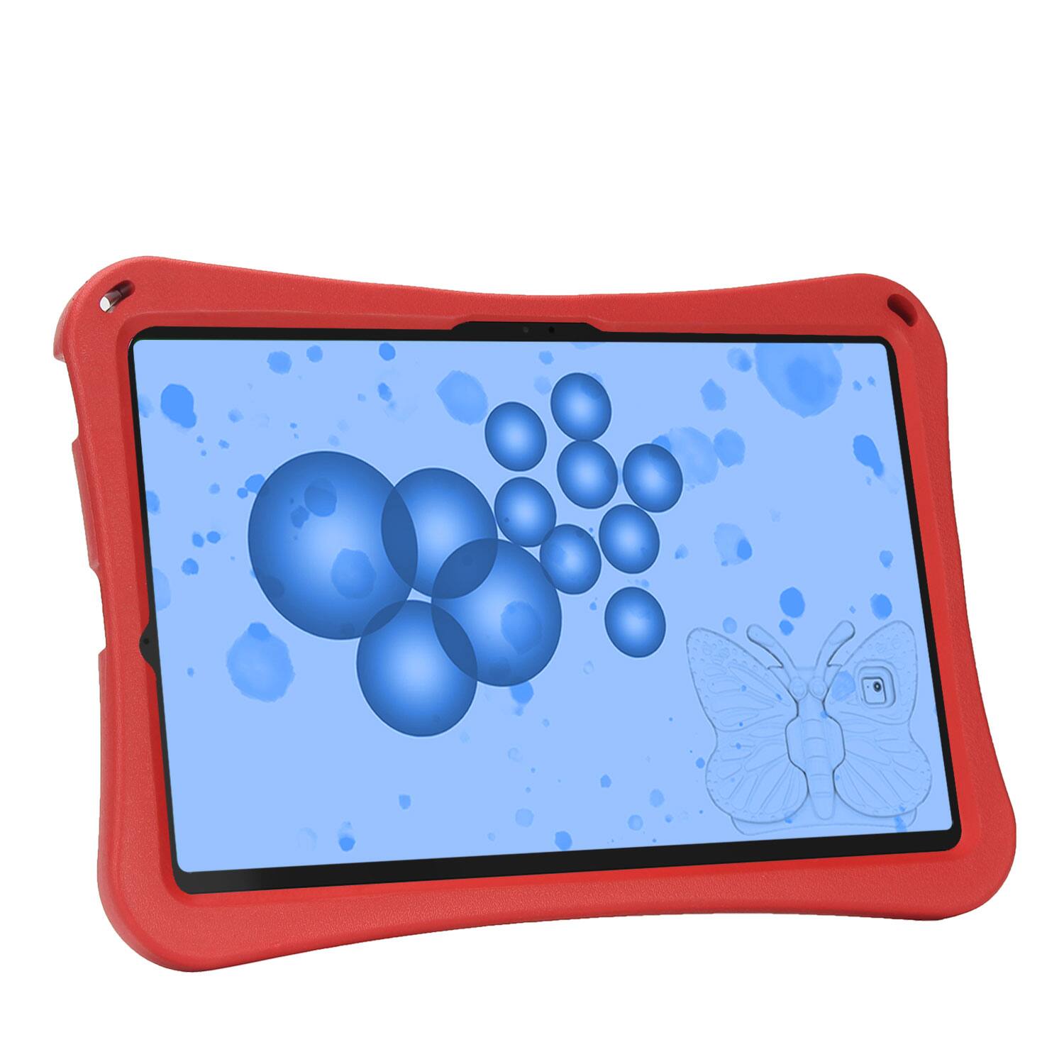 Back. Dteck - Kids Butterfly Case for Samsung Galaxy Tab S9 FE+ 2023 & Tab S9+ & Tab S8+ & S7 FE,3D Cartoon EVA Shockproof Stand Cover - Red.