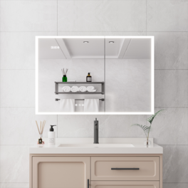 Boyel Living - Bathroom Medicine Cabinet with LED Mirror Lights 36x24 Inch Double Door with Defogger - Silver