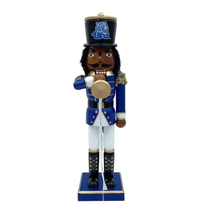 Front. Santa's Workshop - Tennessee State Tigers 14" Bugler Nutcracker - Blue.