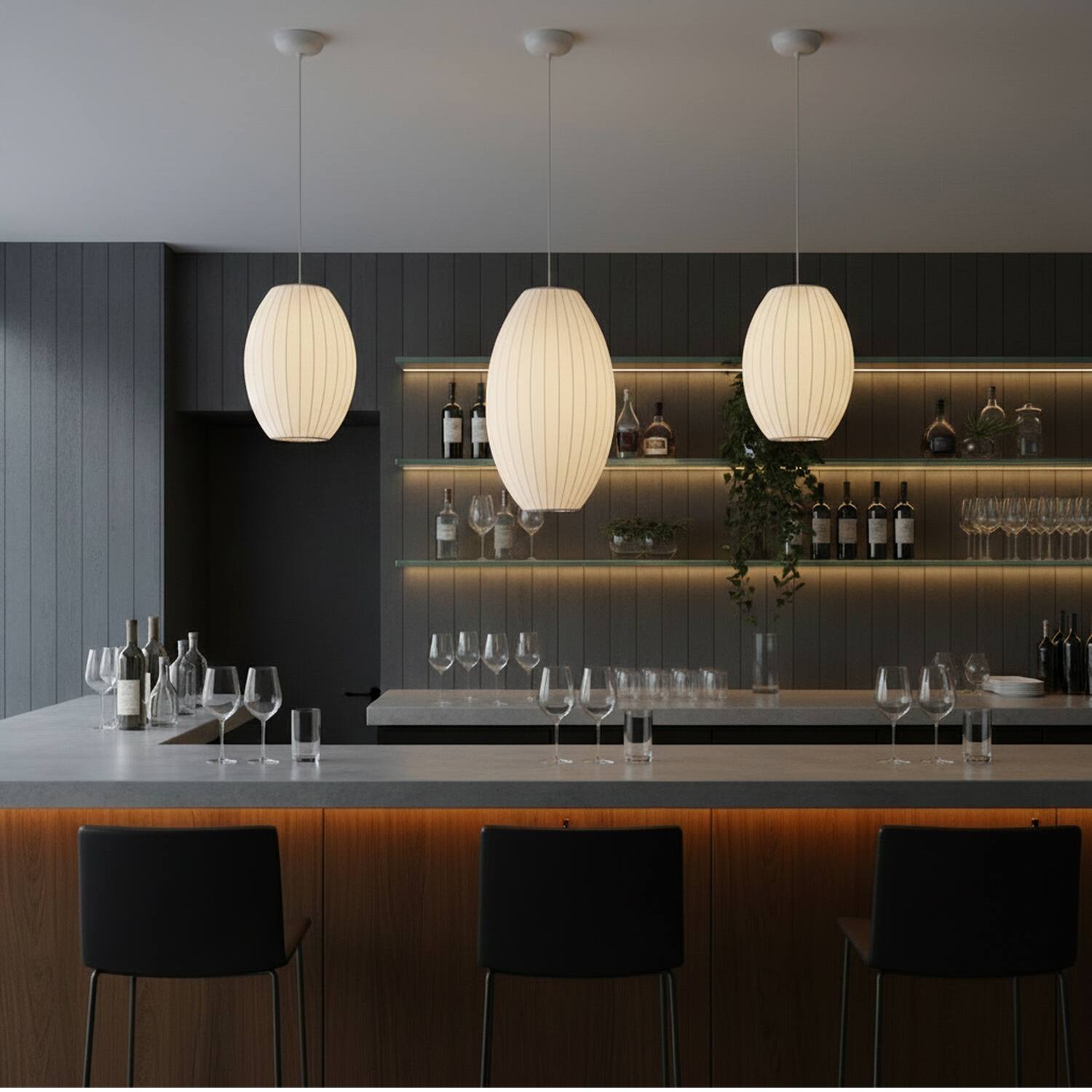Alt View 2. Umeiluce - 1 Light Modern Pendant Light Elegant Silk Oval Shade Light Dimmable Small - White.