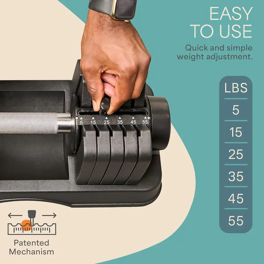 LifePro PowerFlow X Adjustable Dumbbell Single 55lb Weight with Quick ...