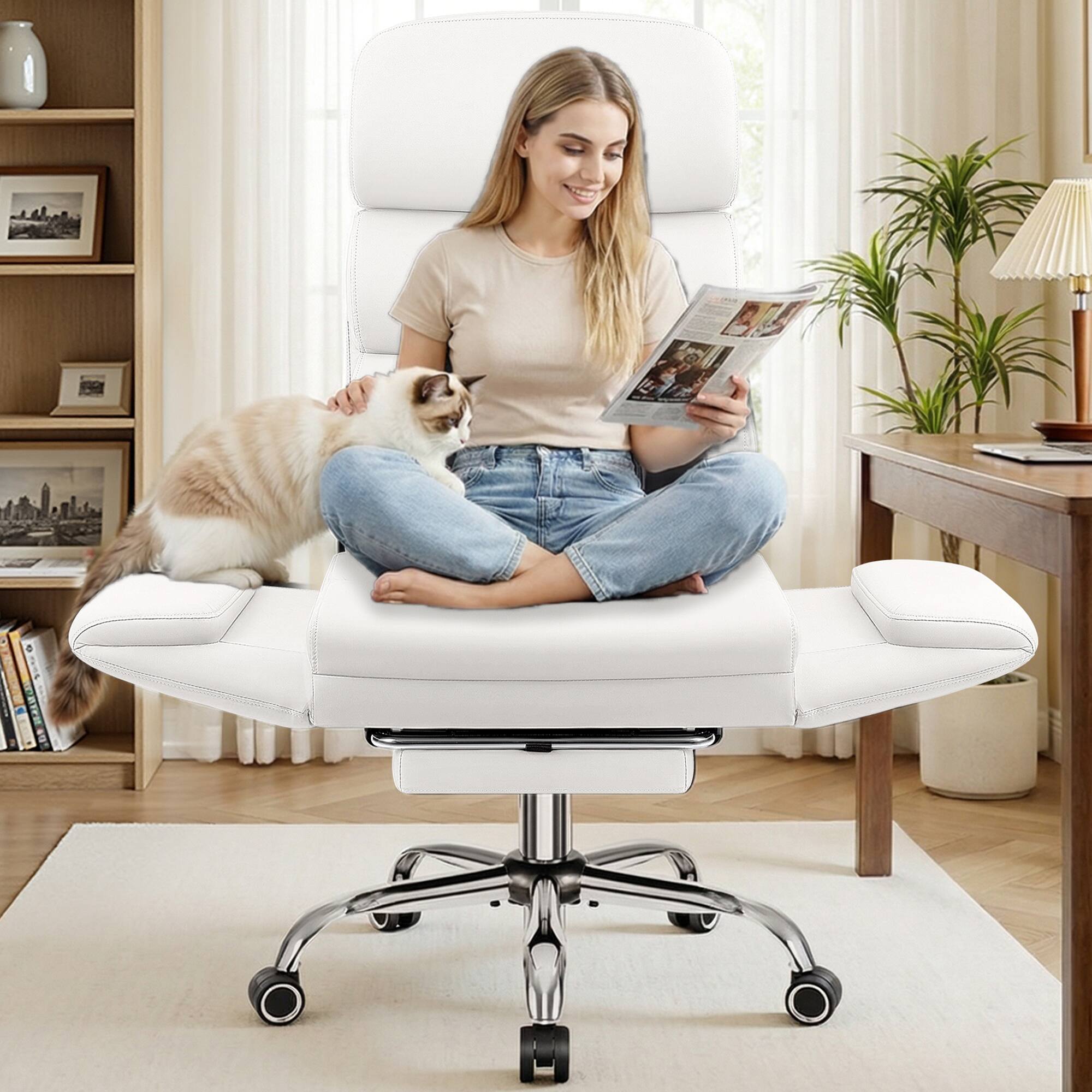 KERDOM Big Tall Office Chair with Reversible Arm, PU Leather