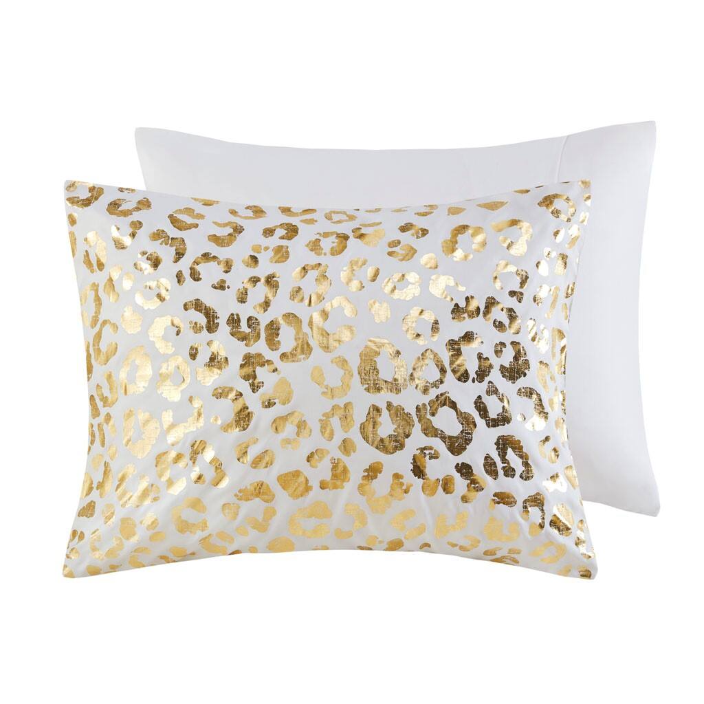 Alt View 4. Gracie Mills - Gracie Mills Amos Gold Leopard Metallic Duvet Cover Set - Ivory/Gold.
