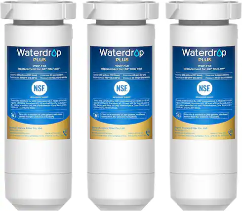 Waterdrop PLUS
WDP-F48
Replacement for: GE filter XWF
Capacity: 200 gallons (757 litres)
Flow rate: 0.5 gpm (19 lpm)
Temperature: 33-100°F (0.6-38°C)
Pressure: 20-100 psi (140-690 kPa)
NSF
REPLACEMENT ELEMENT
Tested and Certified by NSF International in Model EFF-40-65 against NSF/ANSI Standard 42 for the reduction of:
- 99.9% of cysts and 99.99% of bacteria
- 99.99% of viruses
- 99.99% of protozoa
- 99.99% of bacteria
- 99.99% of viruses
- 99.99% of protozoa
- 99.99% of bacteria
- 99.99% of viruses
- 99.99% of protozoa
- 99.99% of bacteria
-