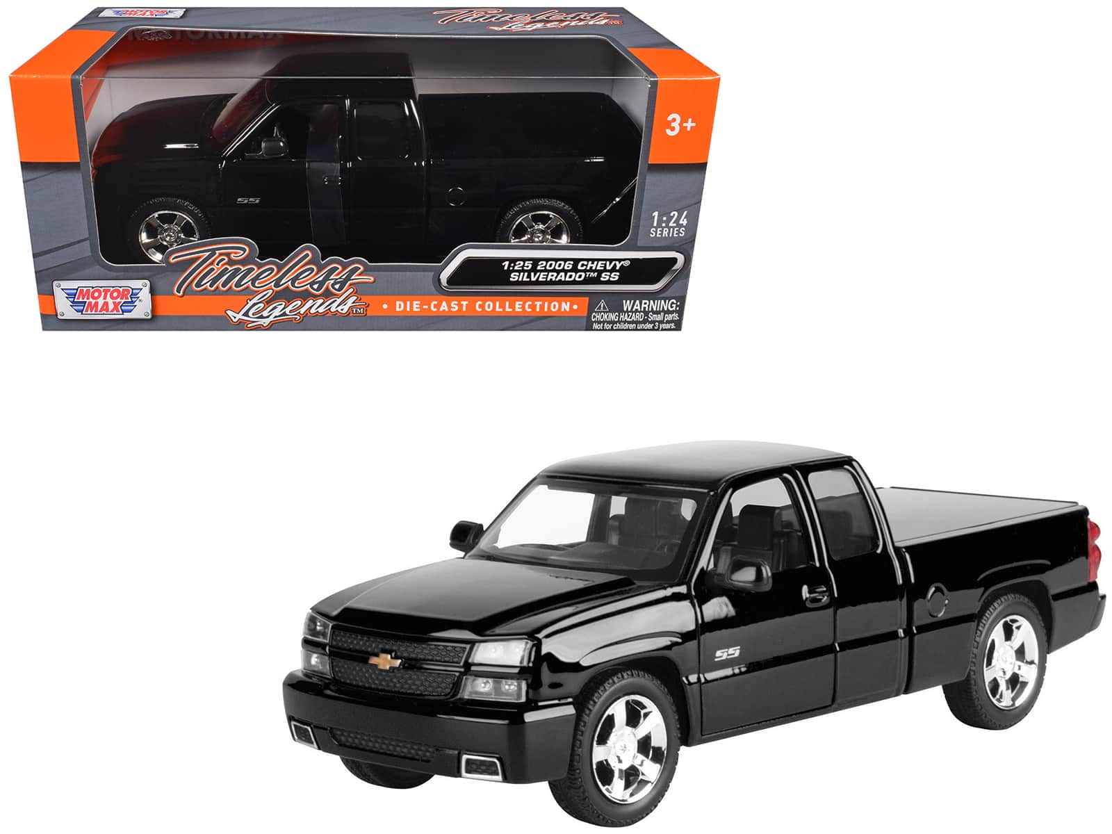 2006 Chevrolet Silverado SS Pickup Truck "Timeless Legends" Series 1/25 Diecast Model Car by Motormax - Black