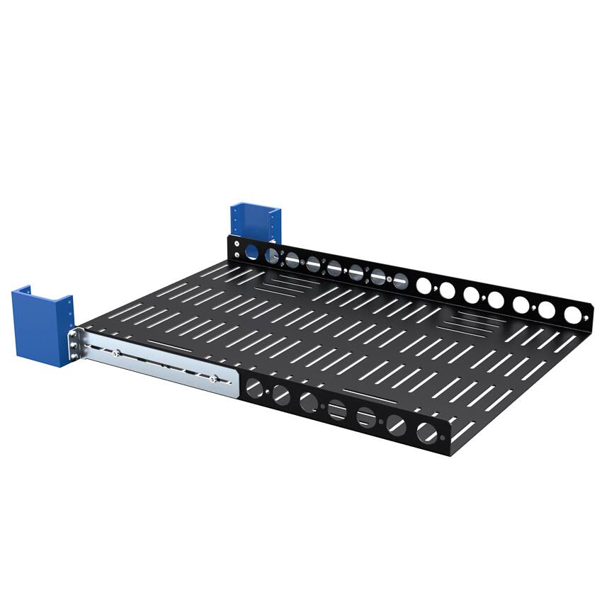 Alt View 3. RackSolutions - RackSolutions 1U Light Duty Fixed Shelf 24in Depth - Black.