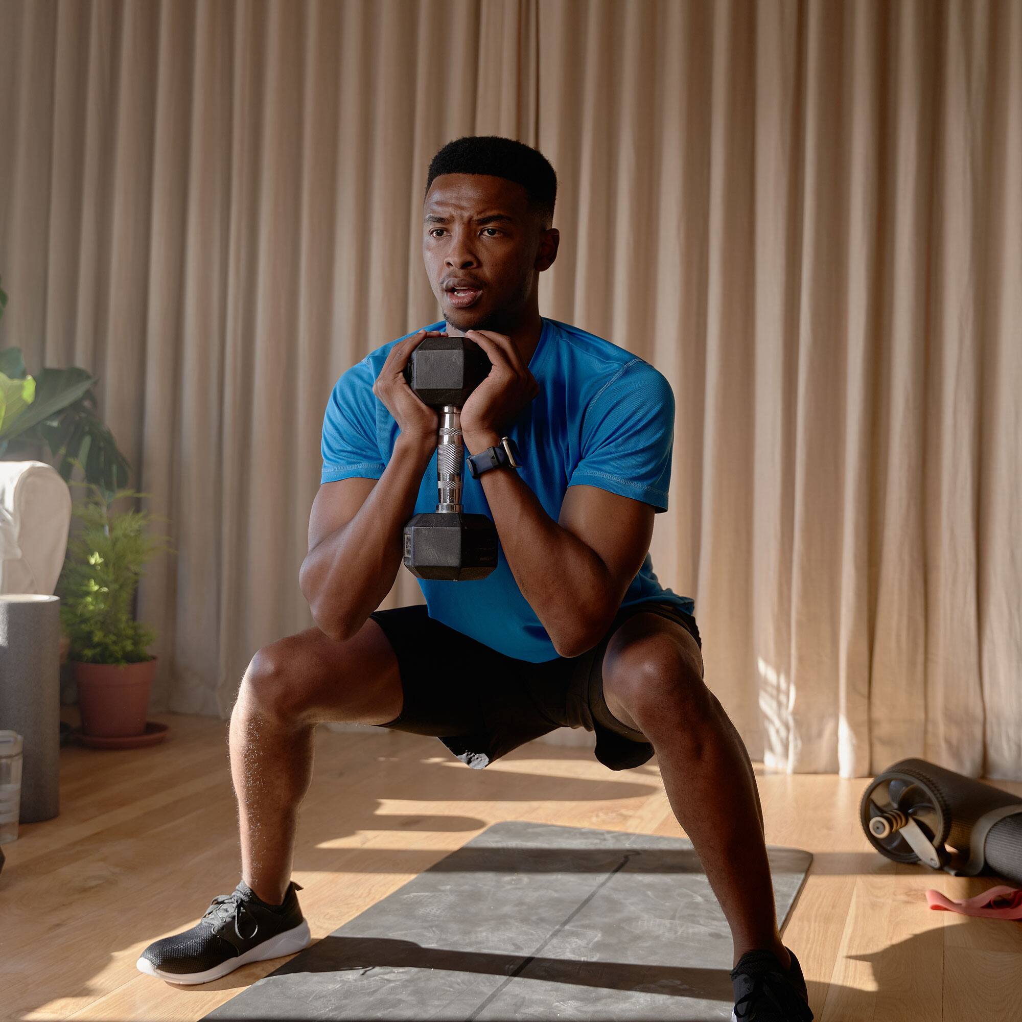 Alt View 8. HolaHatha - HolaHatha Iron Hexagonal Cast Home Exercise Dumbbell Free Weight, 45 Pounds - Black.