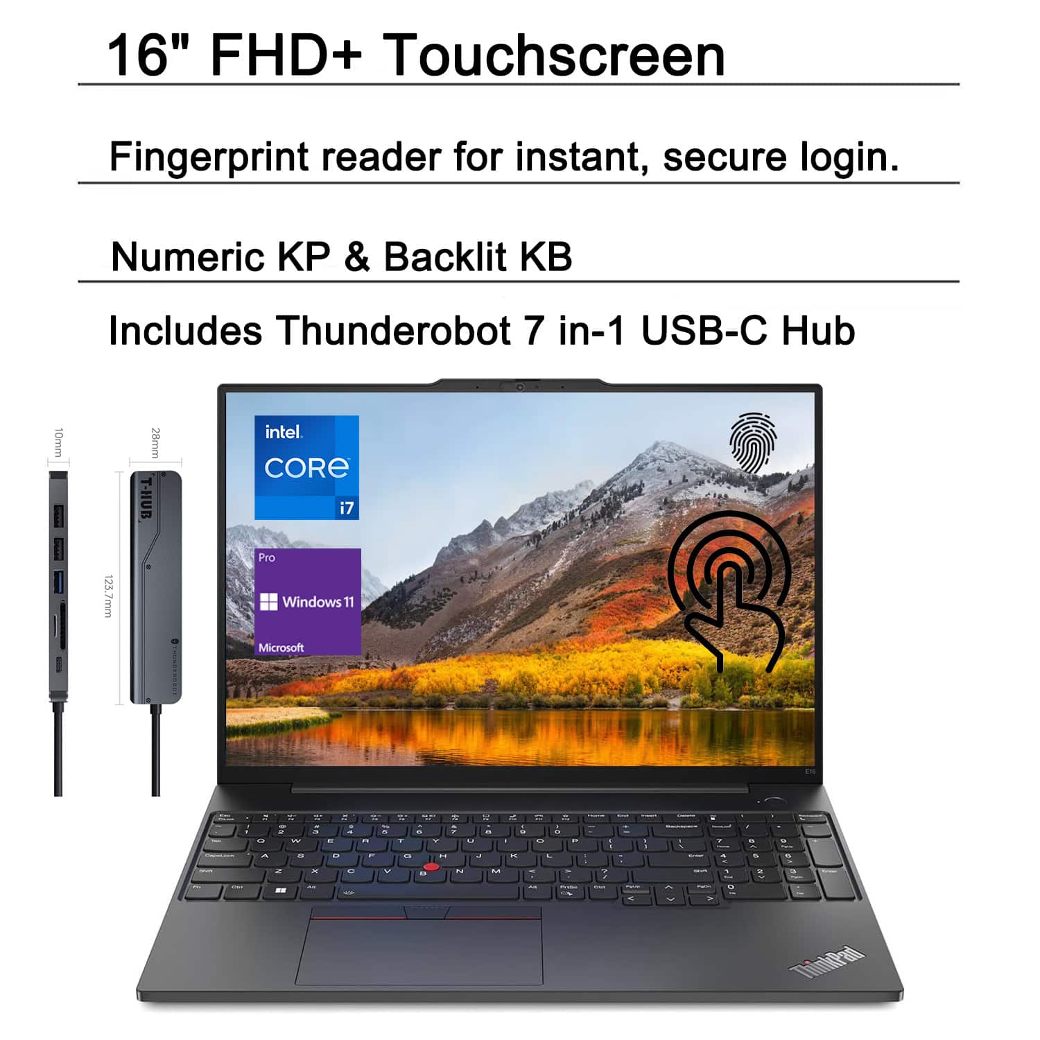 Lenovo - ThinkPad E16 16" Touchscreen Laptop - Intel Core i7-1355U with 16GB RAM - 1TB SSD - for Business & Creative Tasks - Black