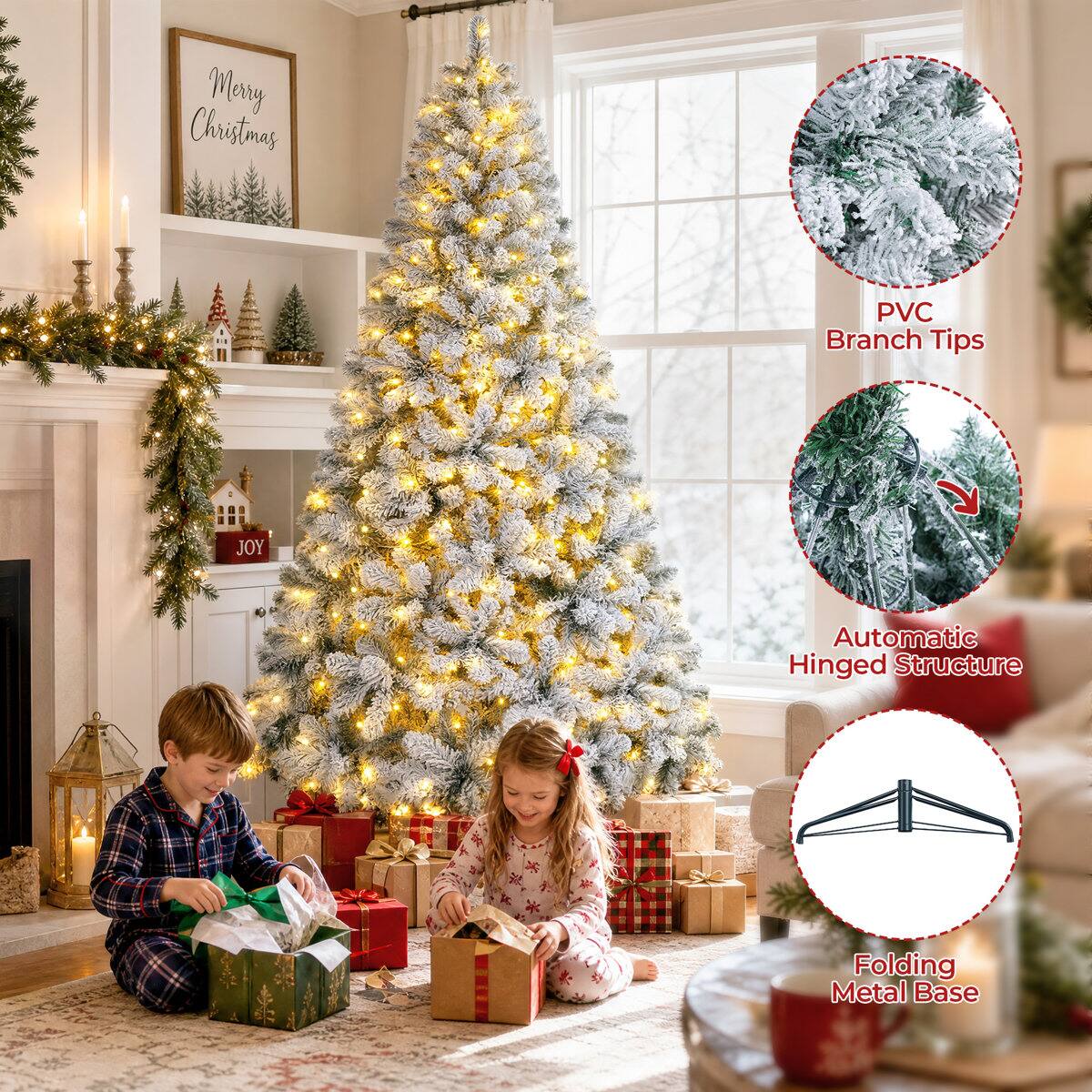 Merry Christmas

PVC Branch Tips

JOY

Automatic Hinged Structure

Folding Metal Base