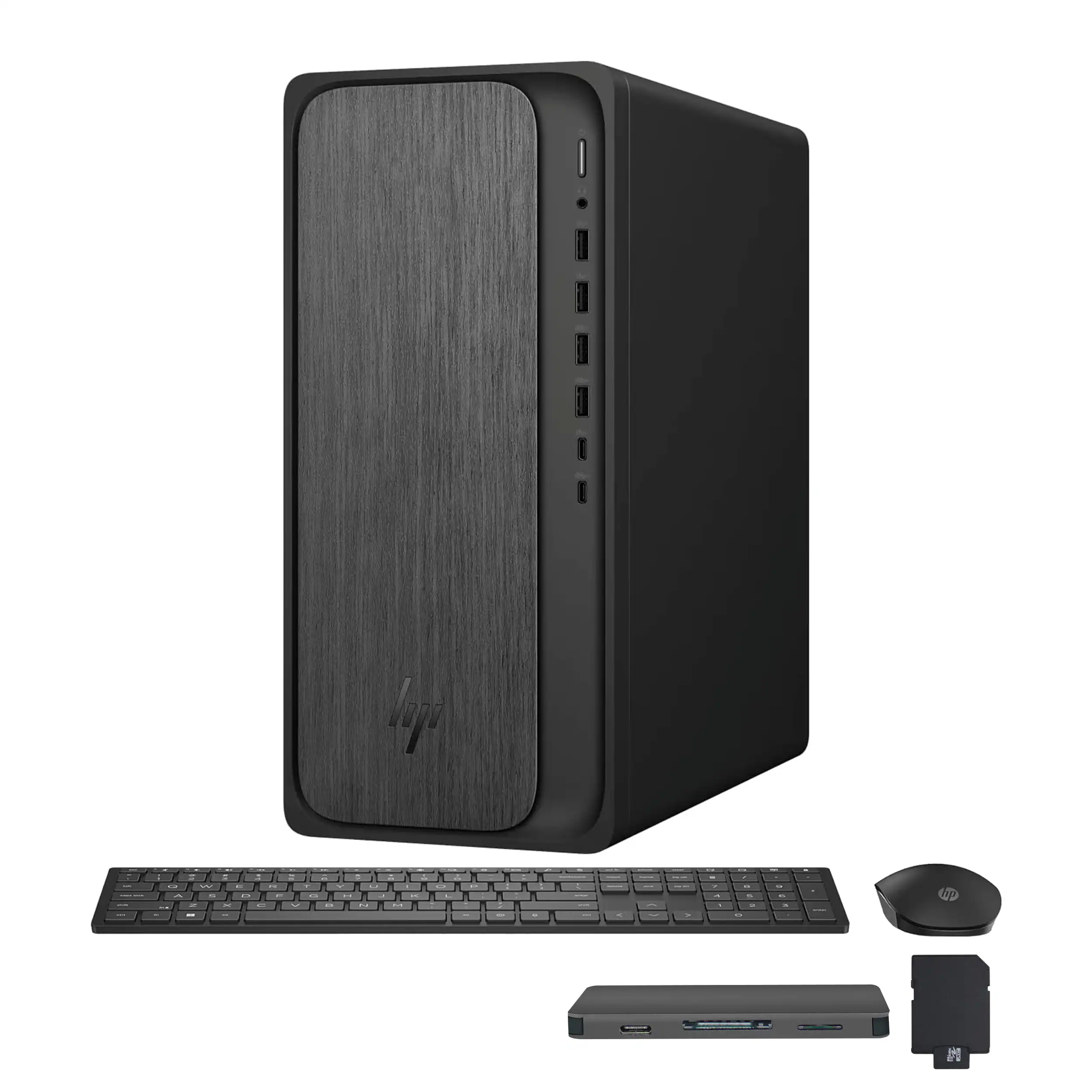 HP - OmniDesk Desktop,AMD Ryzen 7 8700G,AMD Radeon 780M,32GB RAM,1TB SSD+1TB Dock Set,Keyboard&Mouse,Win 11 - Black