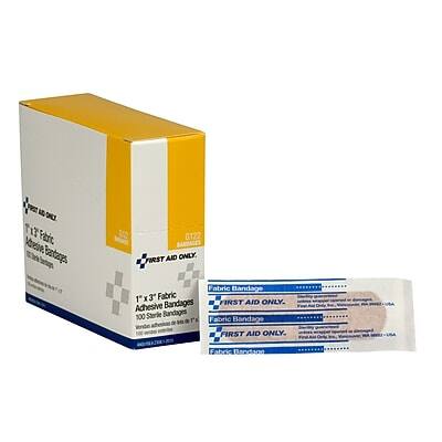 E O 21 Palbric Abreive Bandtages G122
1 x 3 Fabric Adhesive Bandages
100 Sterile Bandages
FIRST AID ONLY
Fabric Bandages
1 x 3 Fabric Adhesive Bandages
FIRST AID ONLY
Fabric Bandages
FIRST AID ONLY