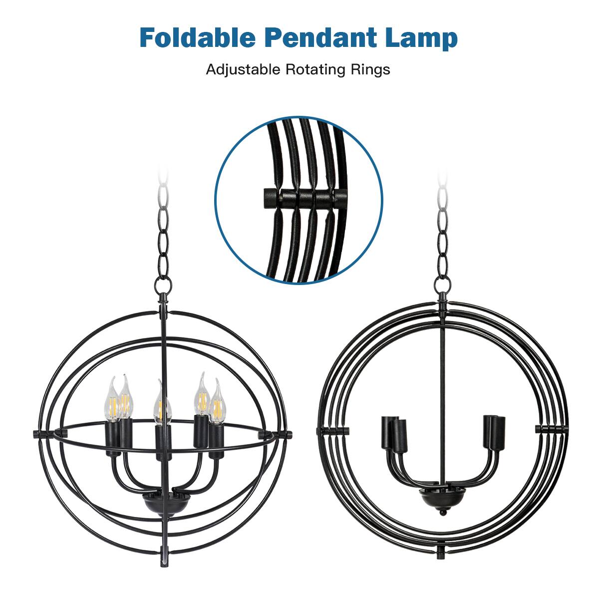 Foldable Pendant Lamp  
Adjustable Rotating Rings