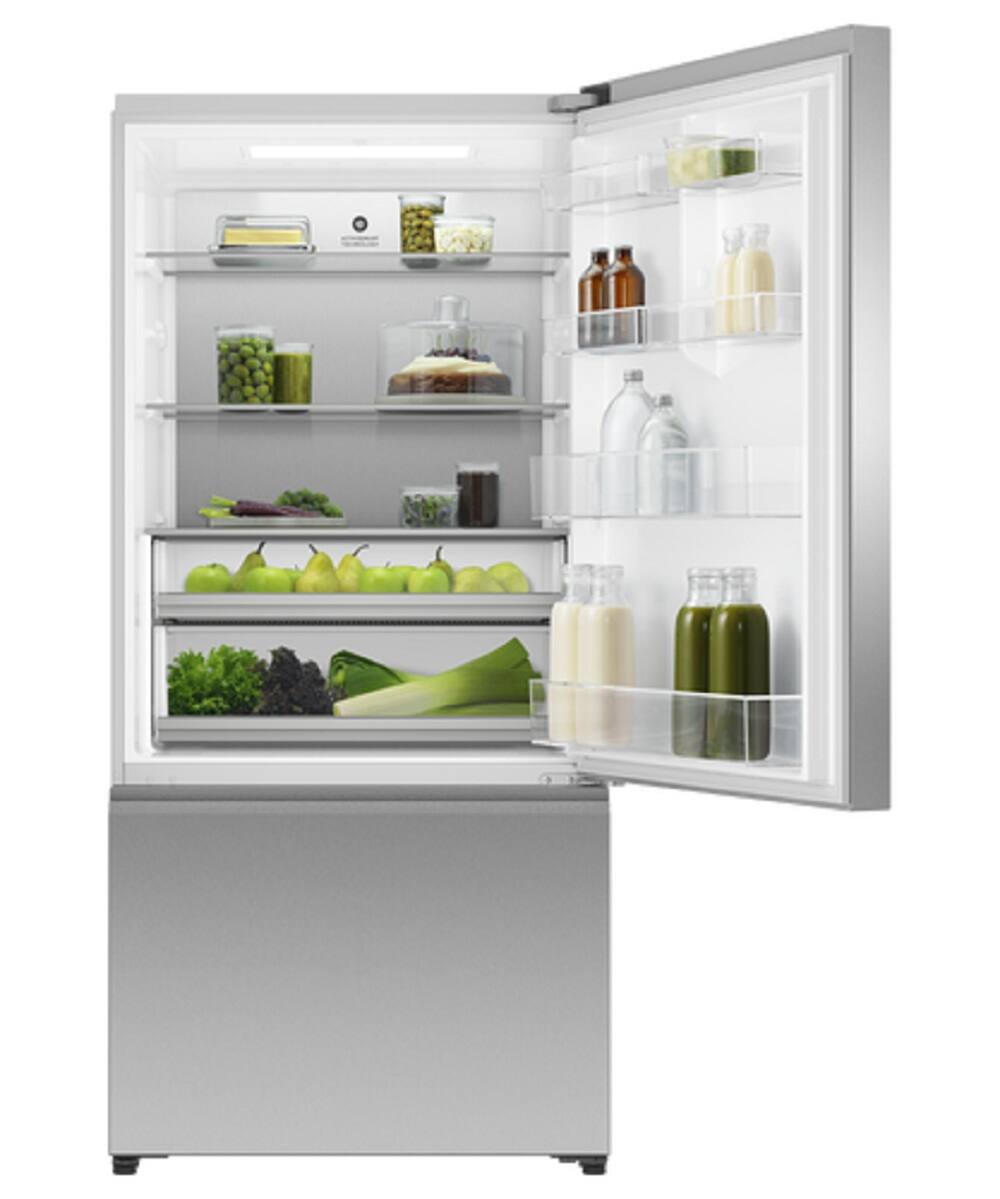 Alt View 14. Fisher & Paykel - 32 in. Wide 18.2 Cu. Ft. Bottom Mount Freezer Freestanding Refrigerator - Stainless Steel.